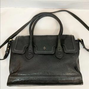 Cole Hahn Black Leather Large Satchel Briefcase Carry On Tote Bag